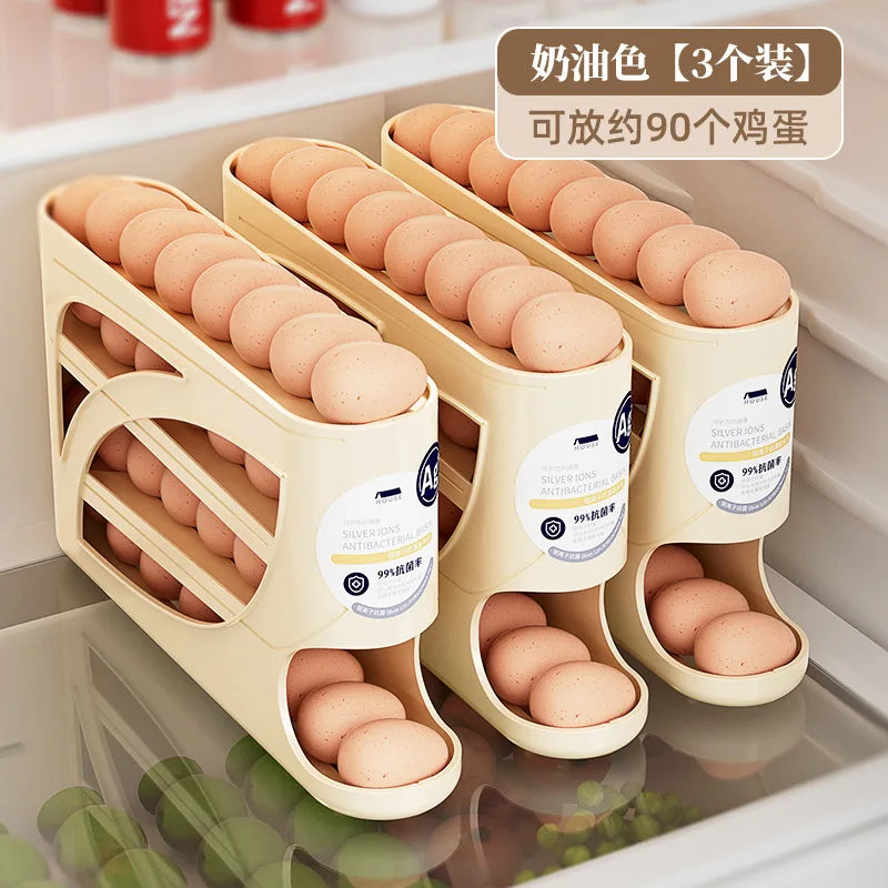 Automatic Rolling Tier Egg Holder Dispenser Refrigerator Egg