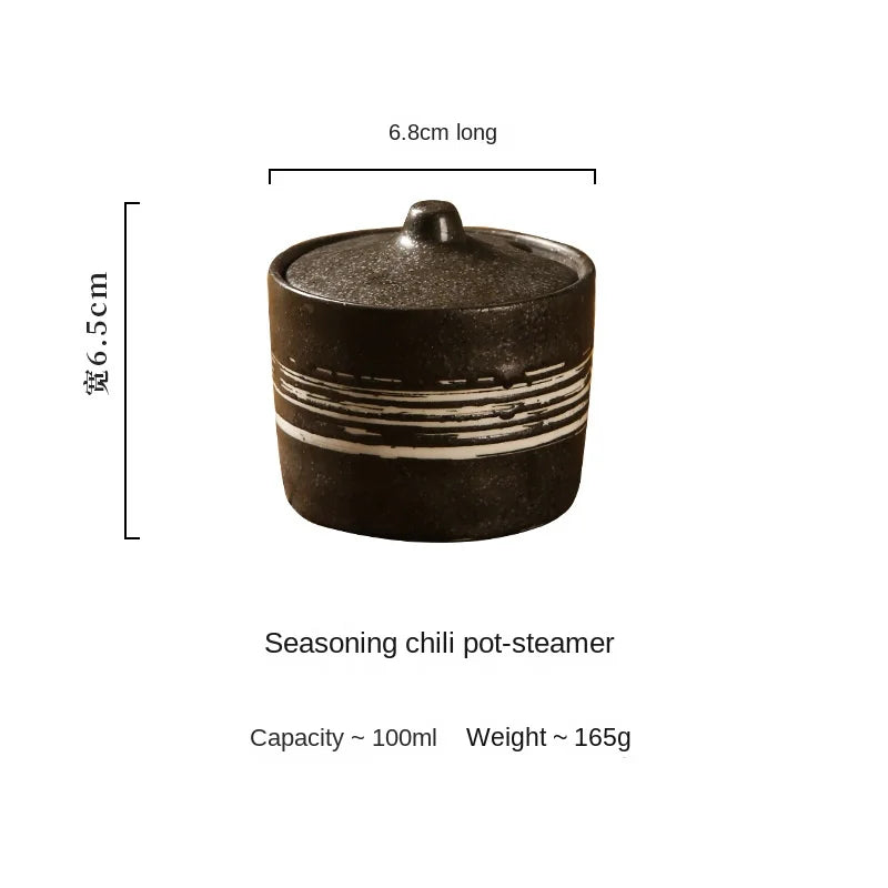 Japanese Style Vintage Ceramic Seasoning Jar Chili Storage