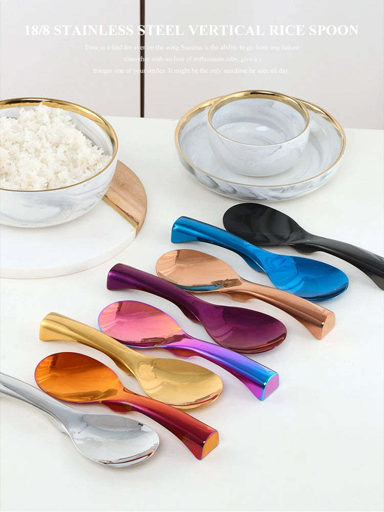 Stainless Steel Rice Spoon Golden Serving Spoons High