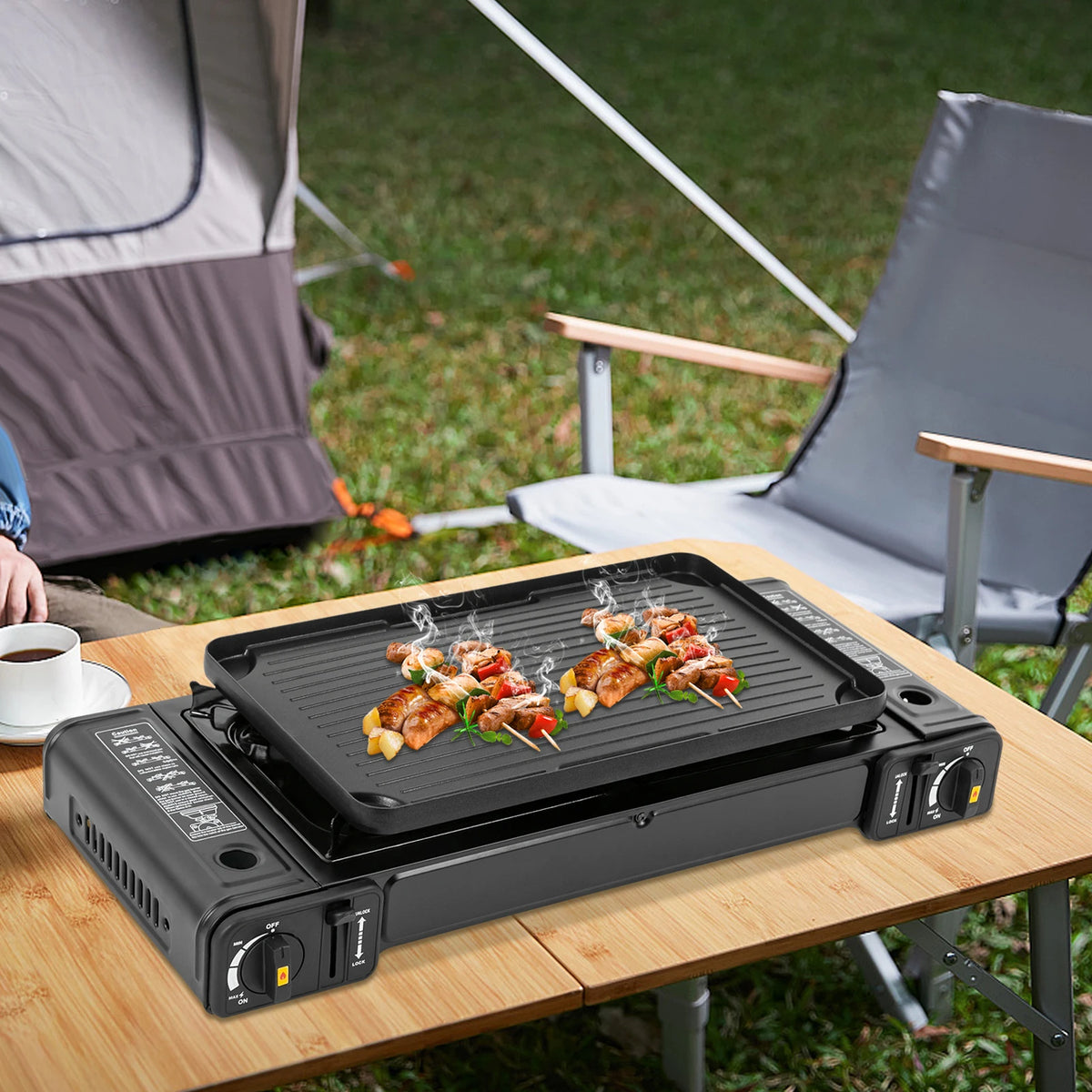 Double Head Barbecue Gas Stove Baking Tray Application