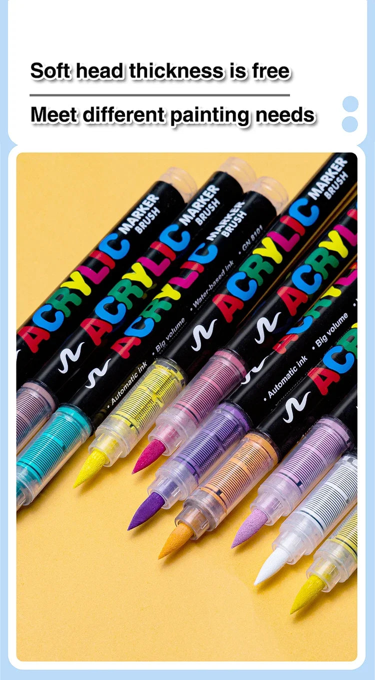 12-240 Colors Acrylic Paint Markers Brush Tip Direct-Liquid