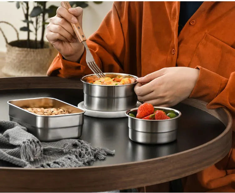 Stainless Steel Food Storage Box Silicone Lid Lunch