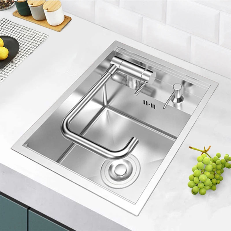 Nano Hidden Bar Sink Black Folding Faucet Silvery