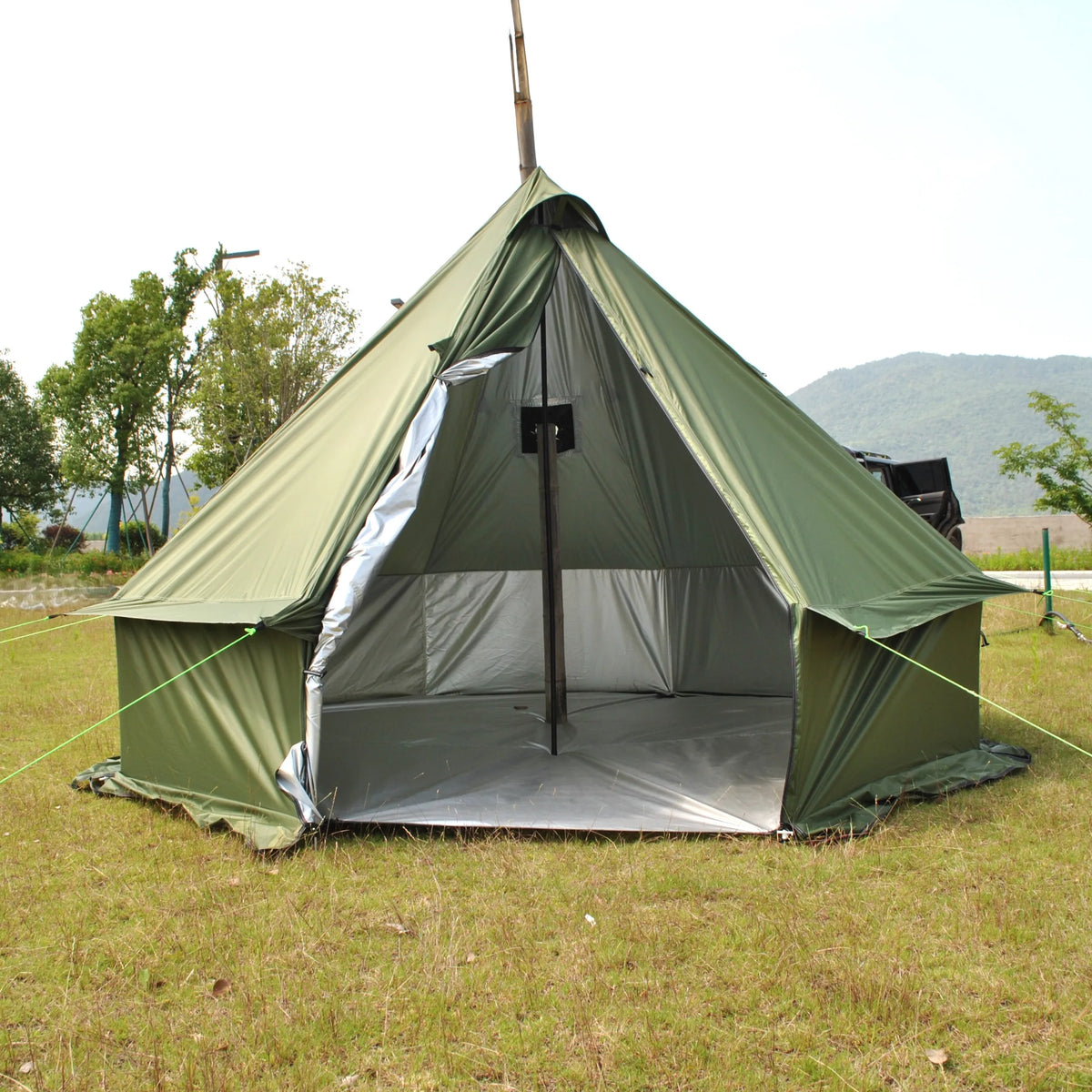 Person Large Pyramid Tent Four Seasons Camping Chimney