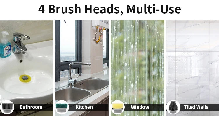 Electric Cleaning Brush 4-In-1 Multiple Functions Long Handle