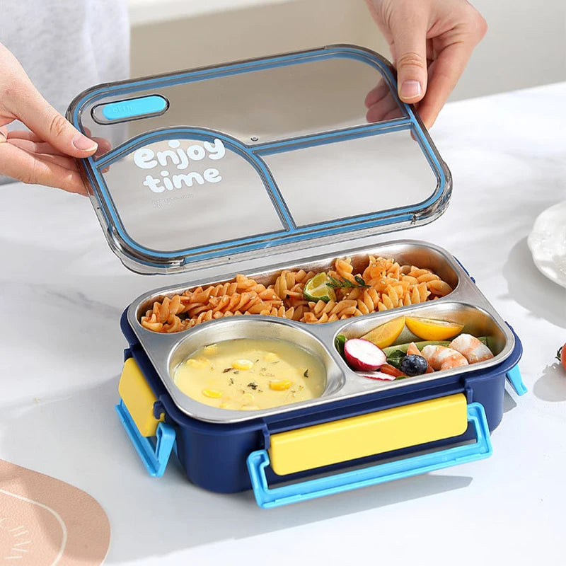 304 Stainless Steel Divided Lunch Box Fork Multi-Compartment