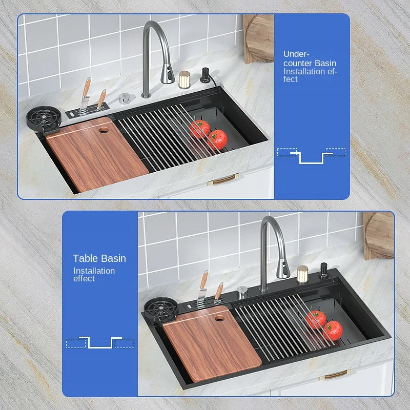 Waterfall Sink Nanometer 304 Stainless Steel Large Slot