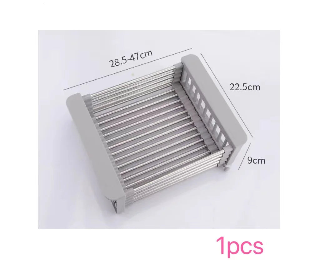 1pc Adjustable Expandable Dish Drying Rack Vegetable Fruit