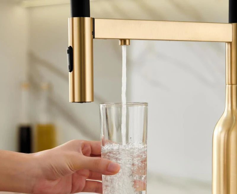 Shiny Rose Gold Brass Pull-Out Cold Water Hole
