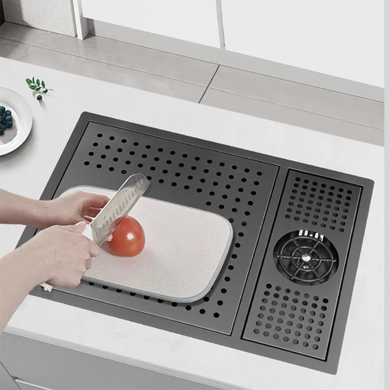 Nano Hidden Bar Sink Black Folding Faucet Silvery