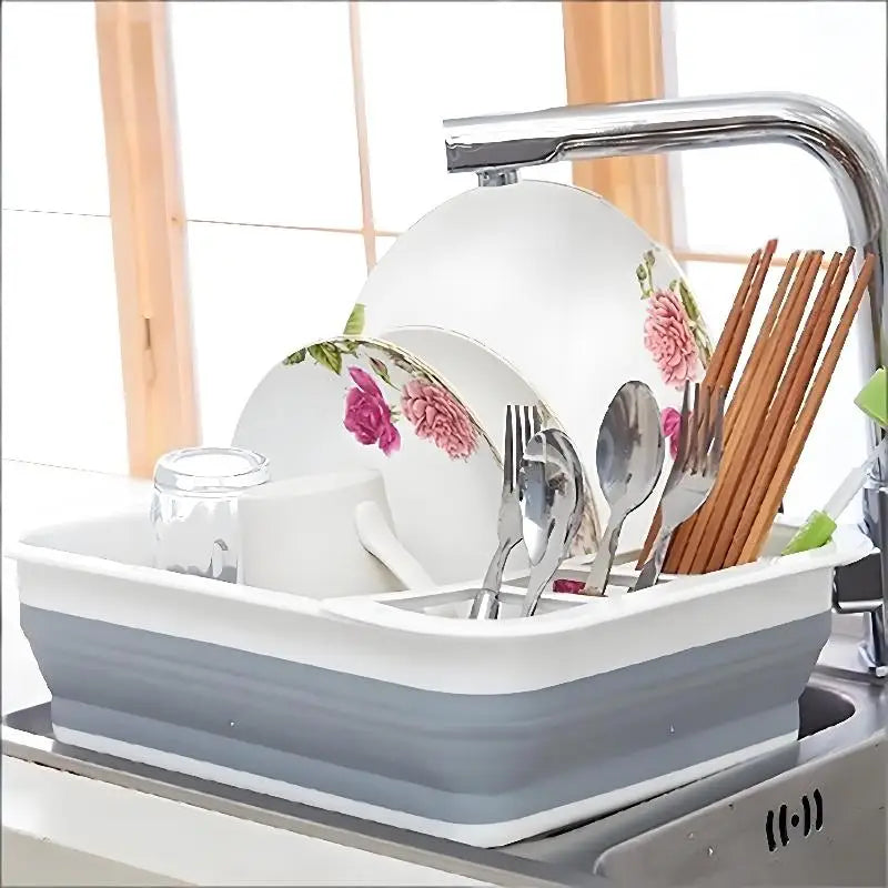 Collapsible Dish Drying Rack Foldable Dinnerware Drainer