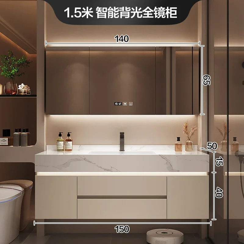 Partitions Storage Bathroom Cabinet Organizer Mirror Wall Shelves
