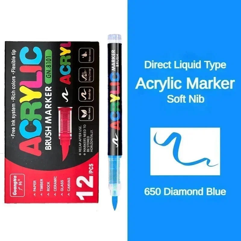 Guangna 168-12 Colors Acrylic Marker Pen Rock Painting