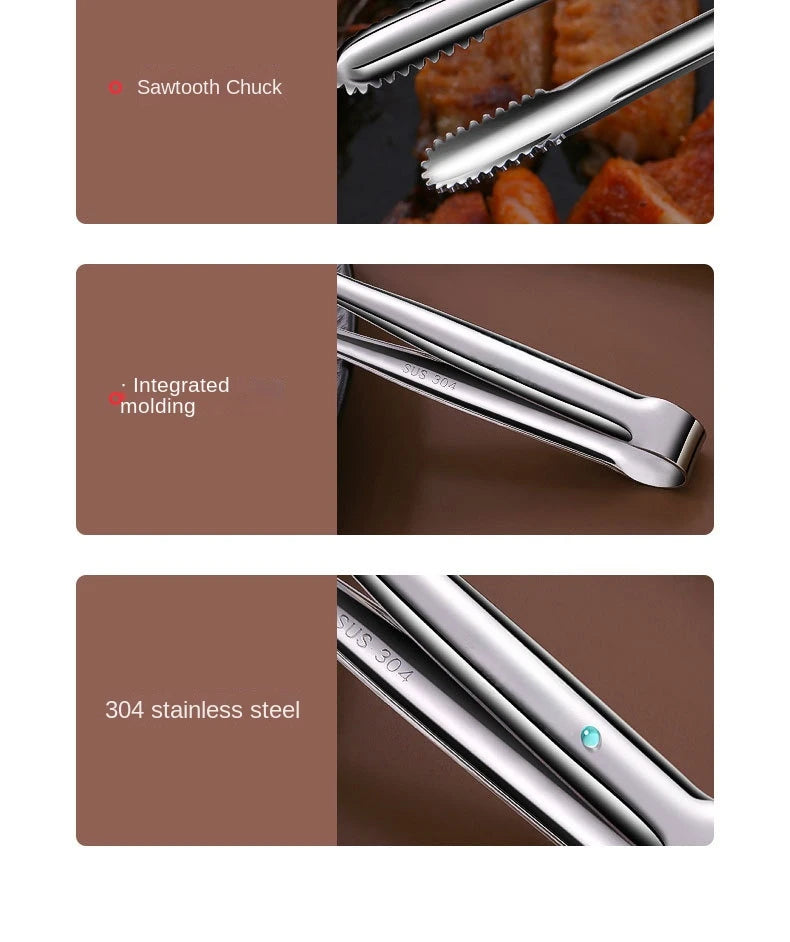 304 Stainless Steel Grill Bbq Tongs Cooking Utensils