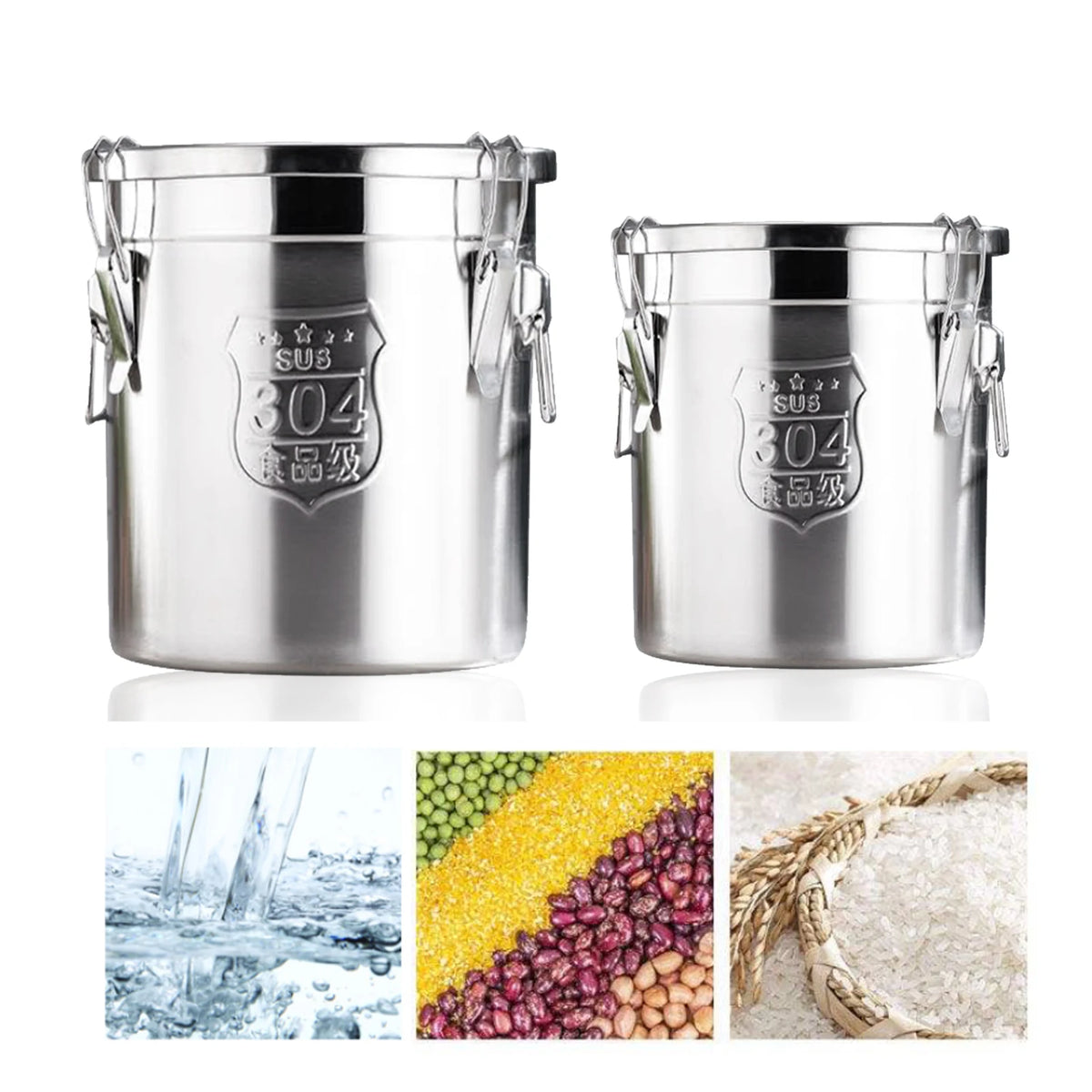 6l/12l Stainless Steel Cereal Container Rice Oil Storage