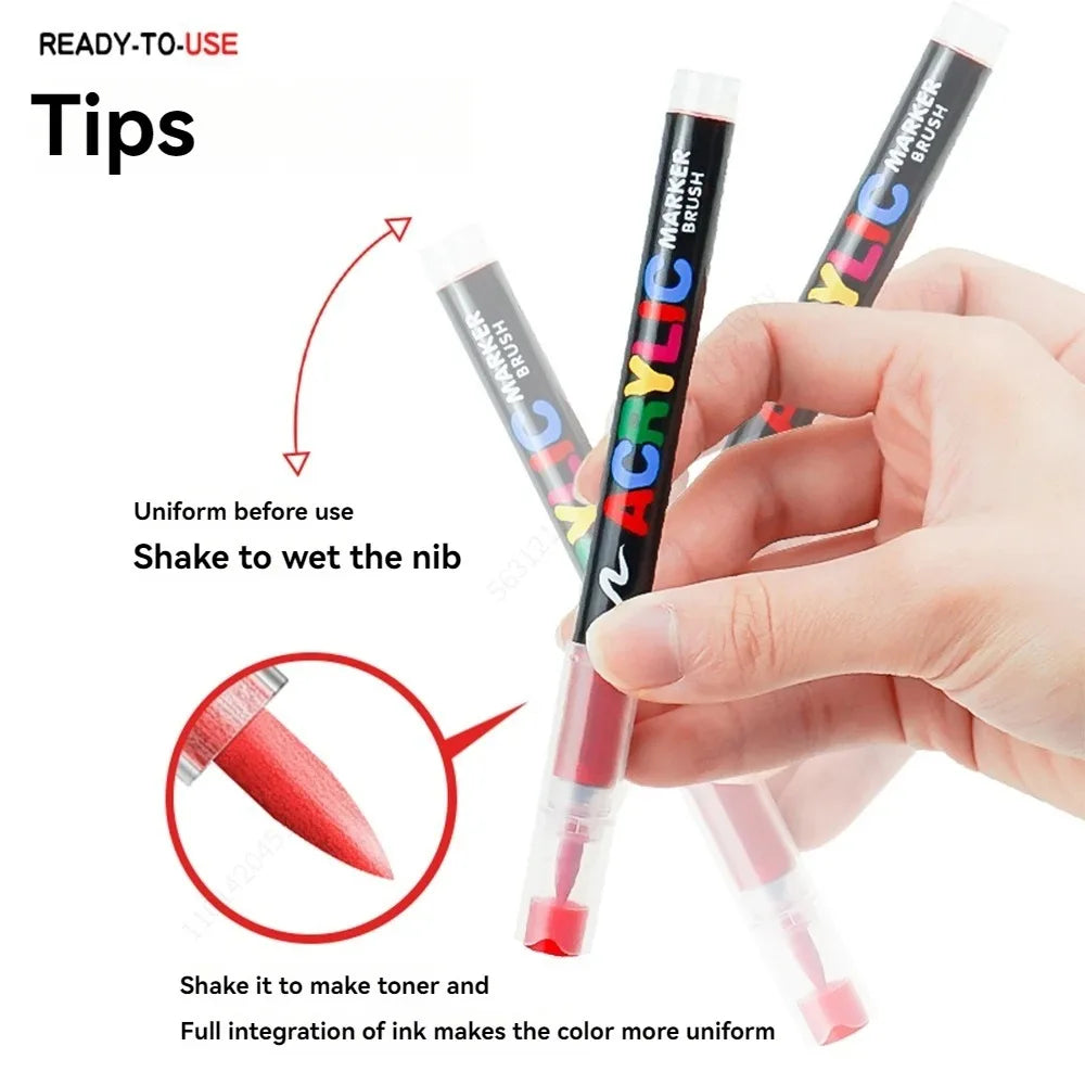 12/168/288 Colors Acrylic Paint Pen Marker Brush Tip