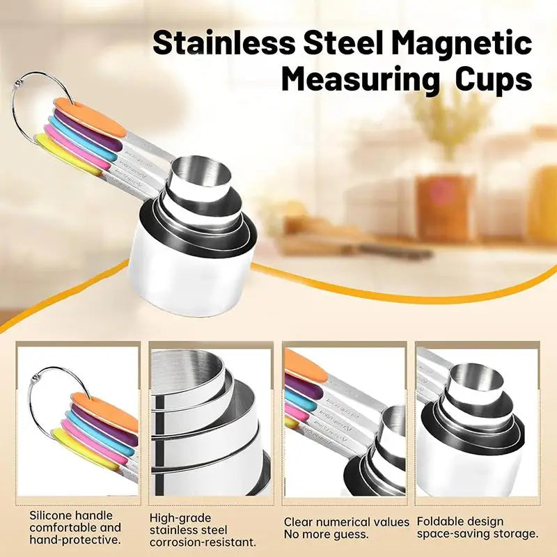5pcs Stainless Steel Measuring Cups Spoons Baking Cake