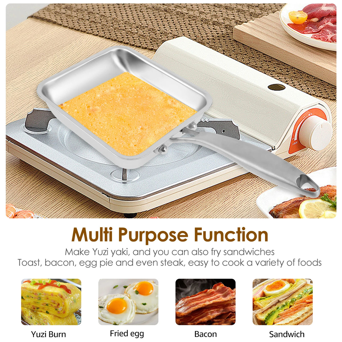 Stainless Tamagoyaki Japanese Omelette Pan Nonstick Egg Pan