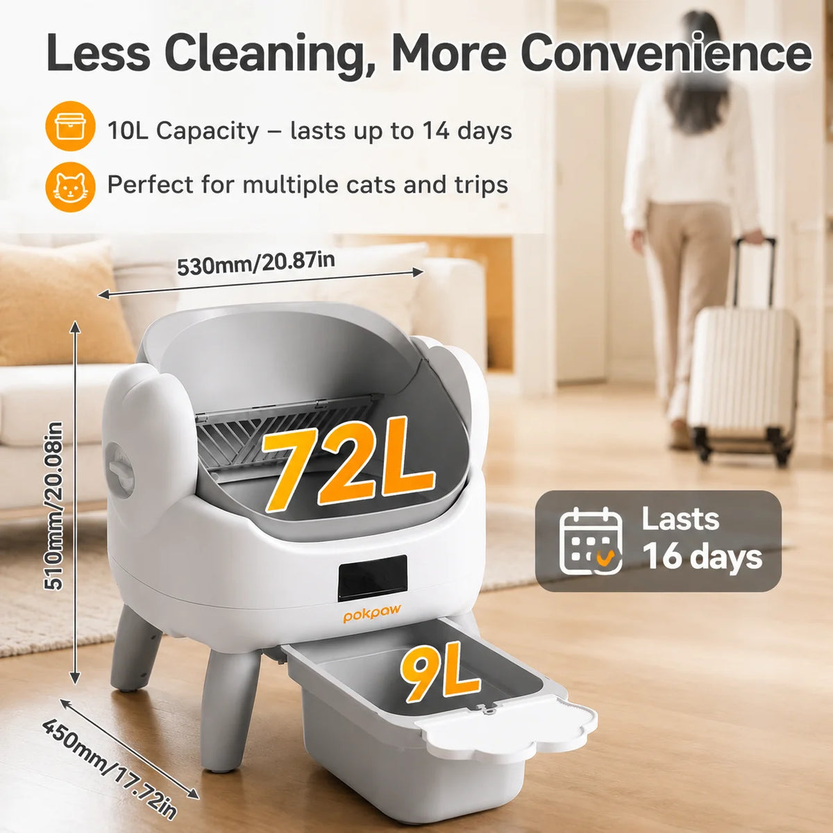 Pokpaw Automatic Cat Litter Box Self Cleaning Smart