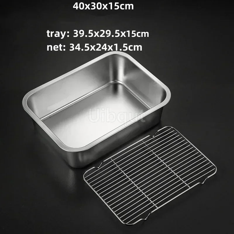 Thicken Stainless Steel Serving Tray Lid Rectangle Metal