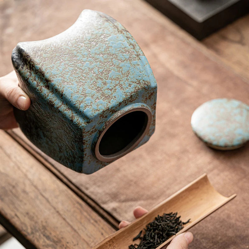 Blue Ceramic Tea Cans Candy Nuts Coffee Beans
