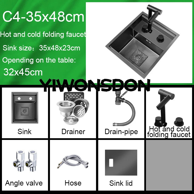 Nano Hidden Bar Sink Black Folding Faucet Silvery