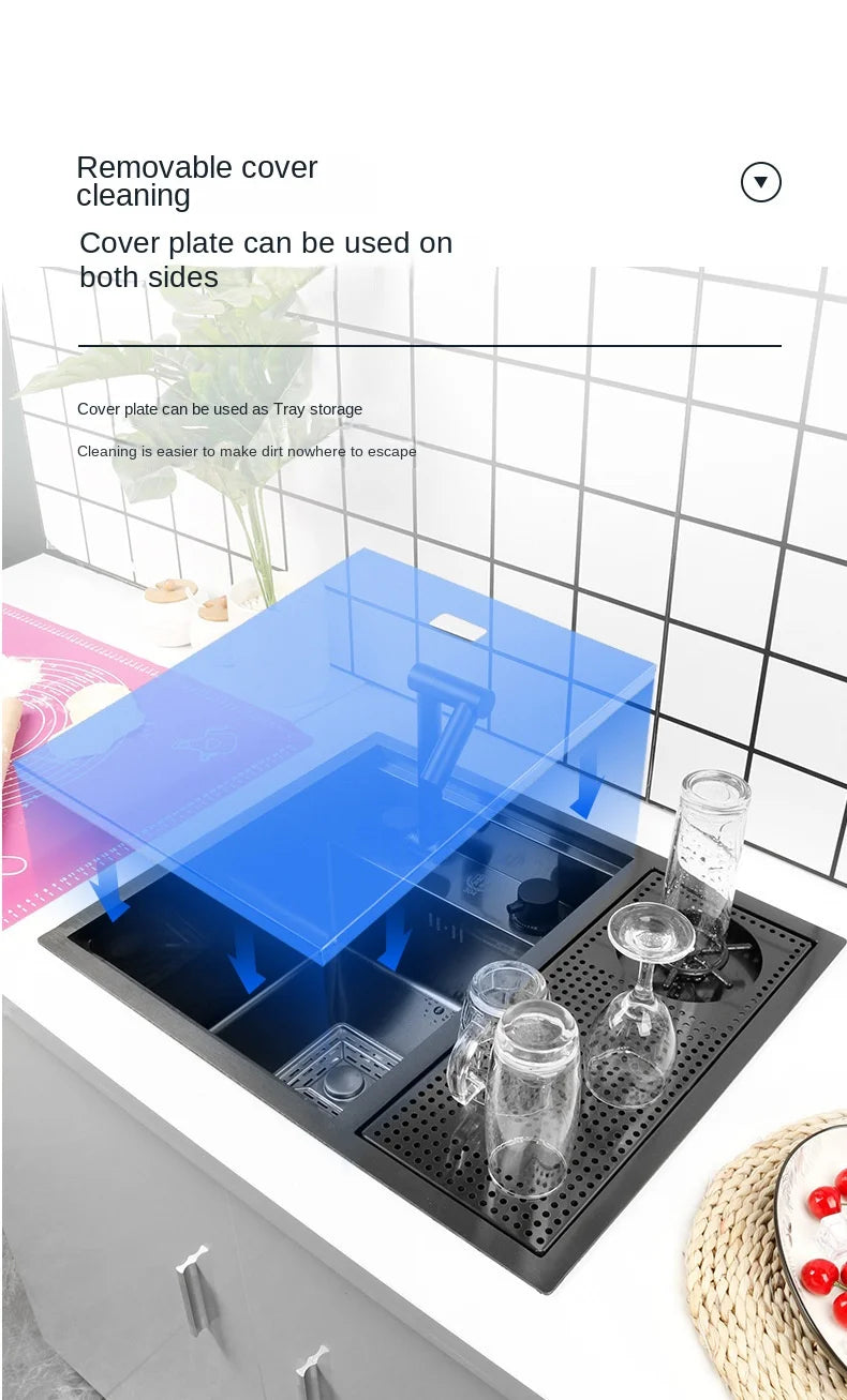 55cmx45cm Sink Nano 304 Stainless Steel Vegetable Wash