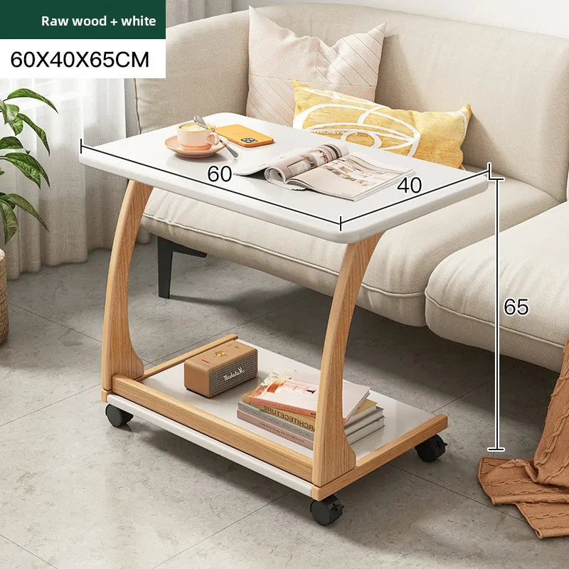 Mobile Solid Wood Coffee Table Living Room Storage