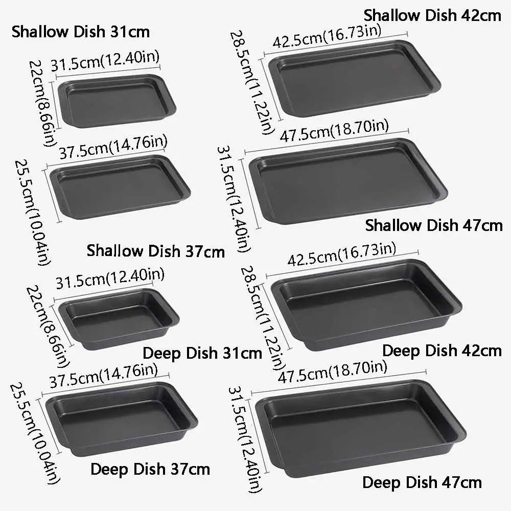 Non-Stick Rectangular Baking Pan 31/37/42/47cm Deep/Shalow Plate