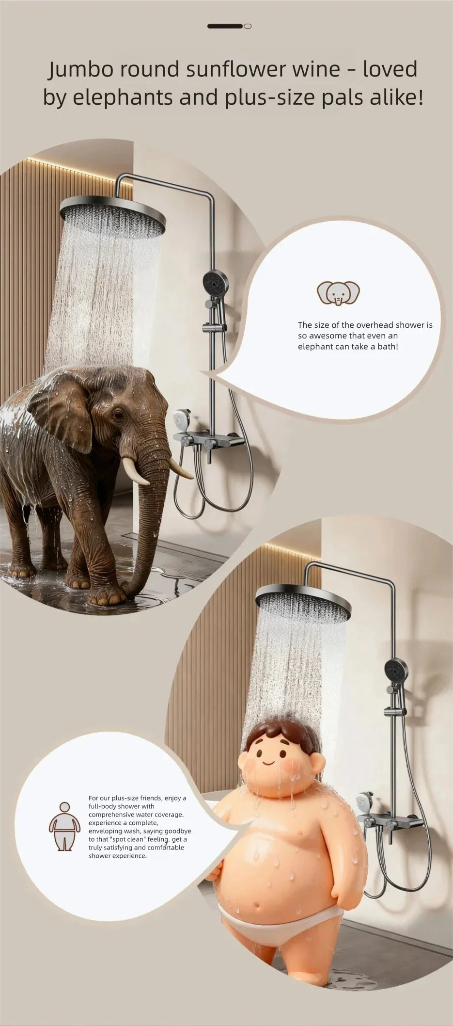 Bathroom Aluminum Gunmetal Gray Shower Silicone Brush Head