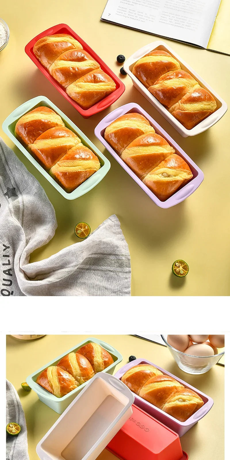 2pcs Loaf Pan Bread Toast Reusable Silicone Mold