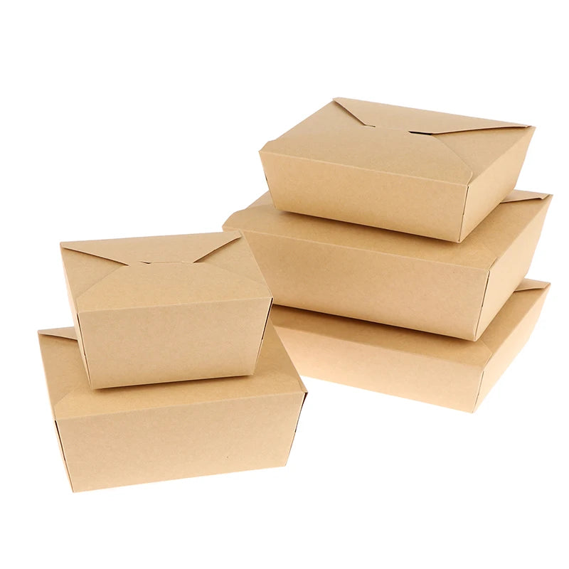 10pcs Disposable Fast Food Boxes Thickened Kraft Paper