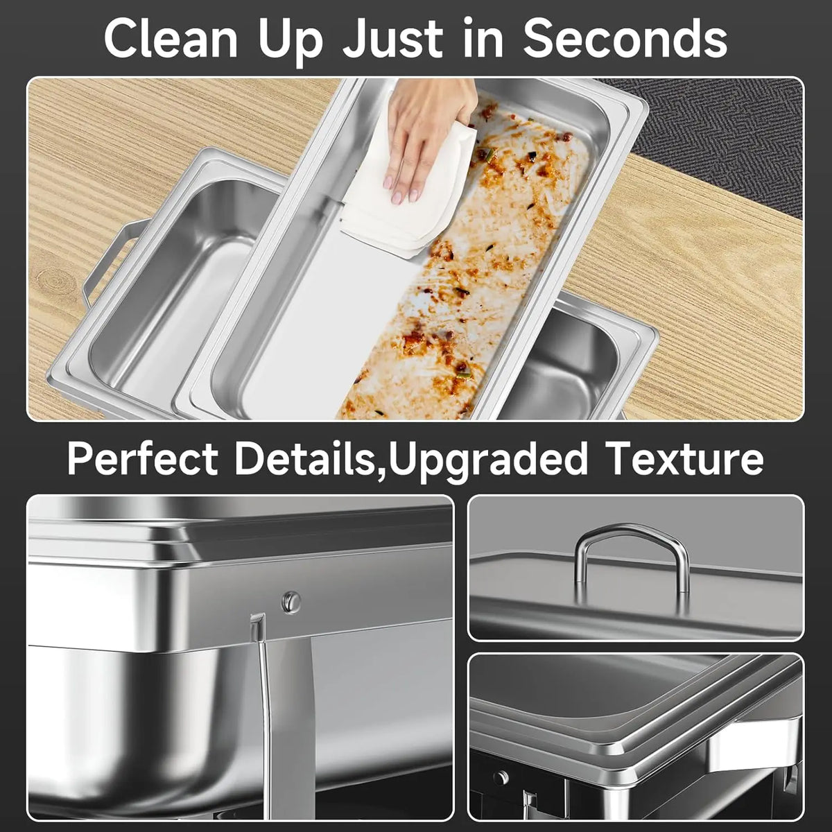 2/4/6pack Chafing Dish Buffet Stainless Steel 8qt Food