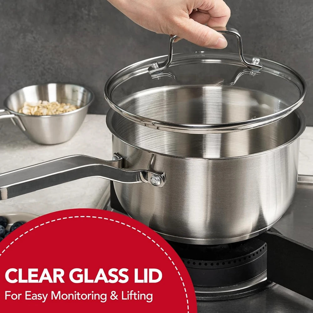 304 Stainless Steel Saucepan 1qt Induction Sauce Pan