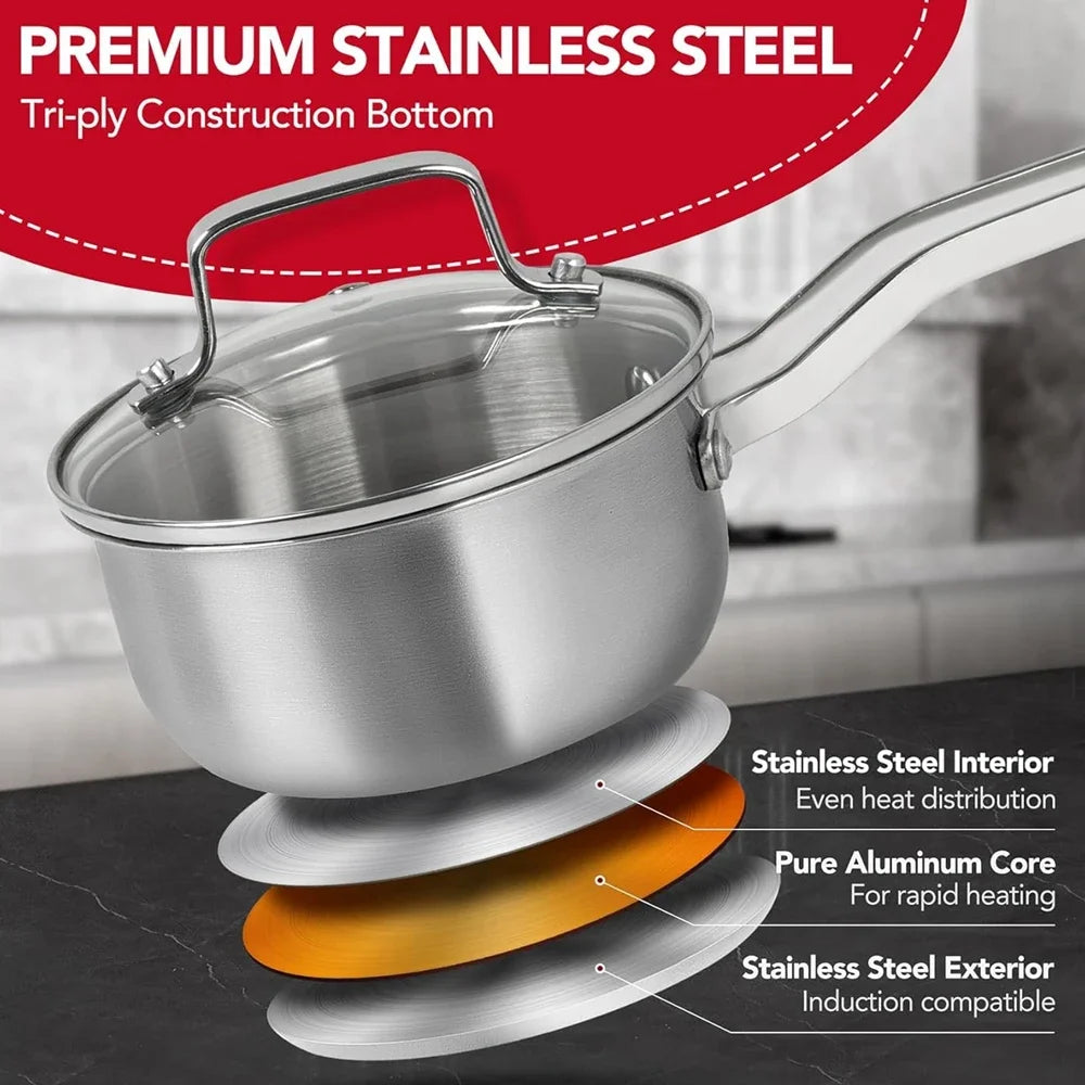 16cm 304 Stainless Steel Saucepan 1qt Induction Sauce