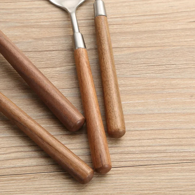 Walnut Handle Utensils Stainless Steel Cake Knife Shovel