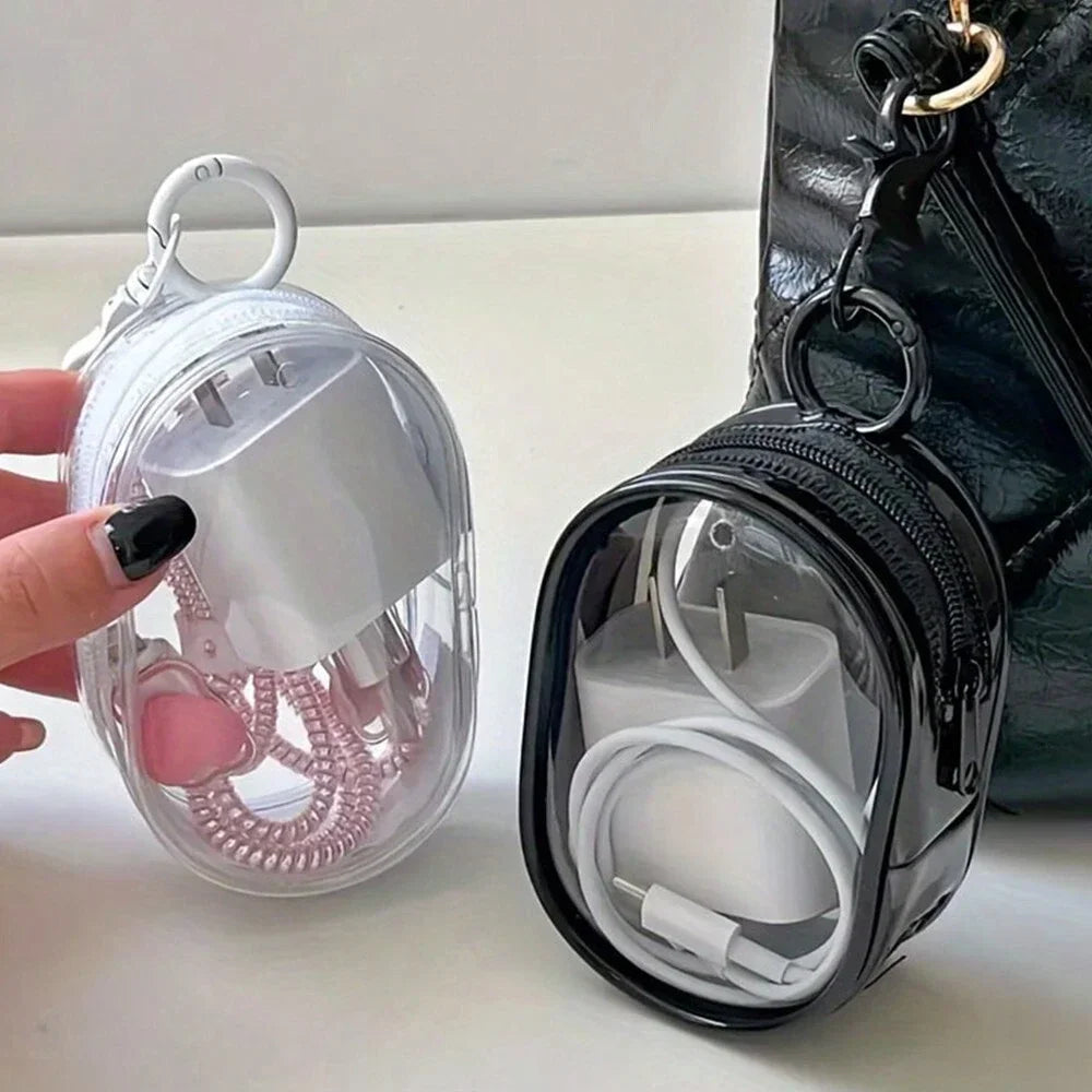 Mini Transparent Storage Bag Zipper Headphone Charger Case
