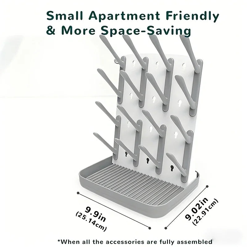1pc Bottle Drying Rack Vertical Dryer 18 Hooks