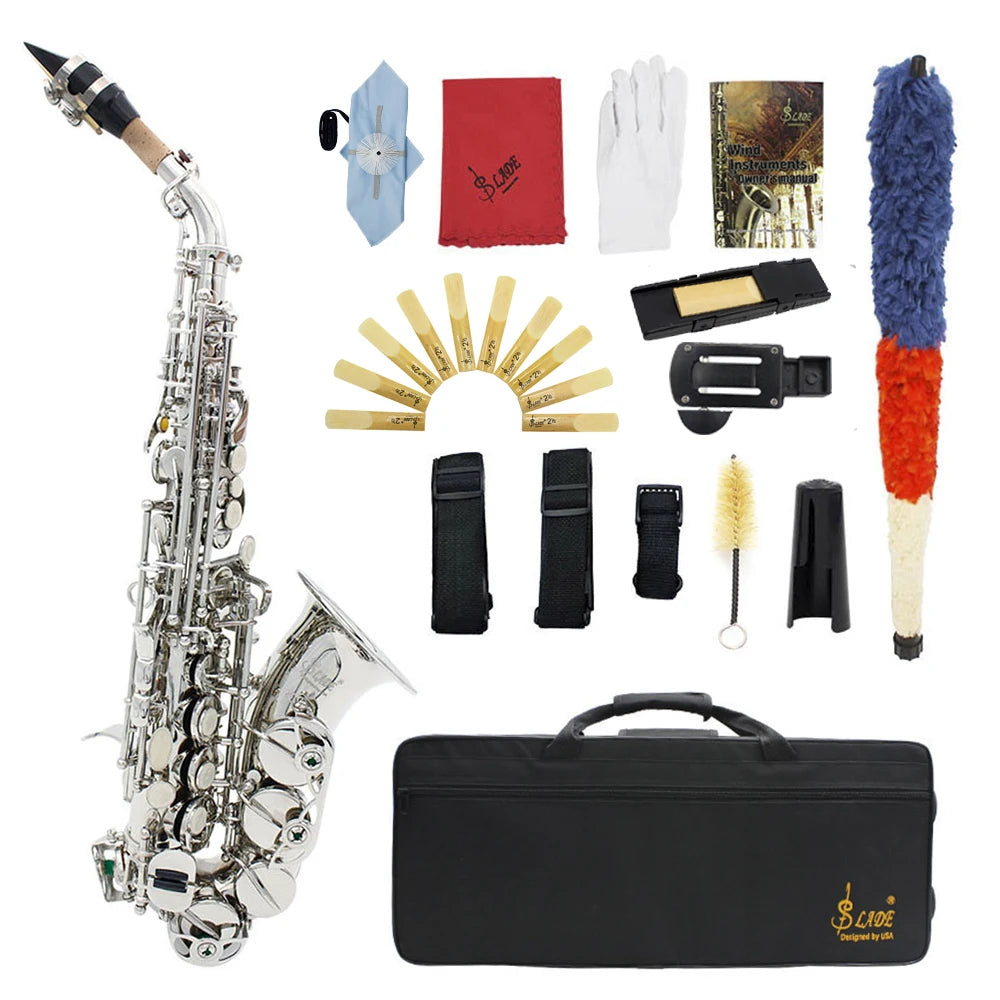 Slade Soprano Saxophone Flat Brass Sax Professional Saxophone