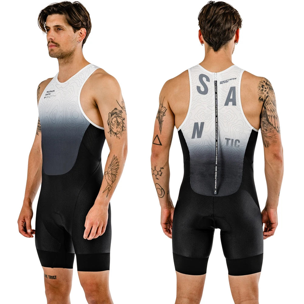 Santic Men Triathlon Cycling Suits Sleeveless Sponge Padded