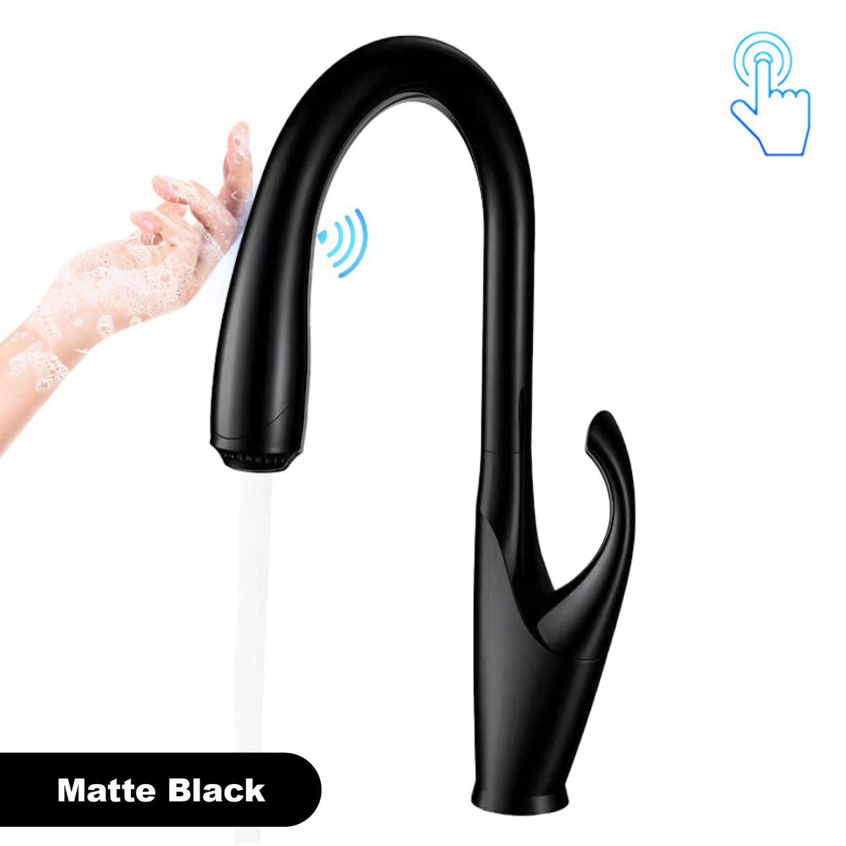 Luxury Black Brass Touch Switch Faucet Handle Ceramic