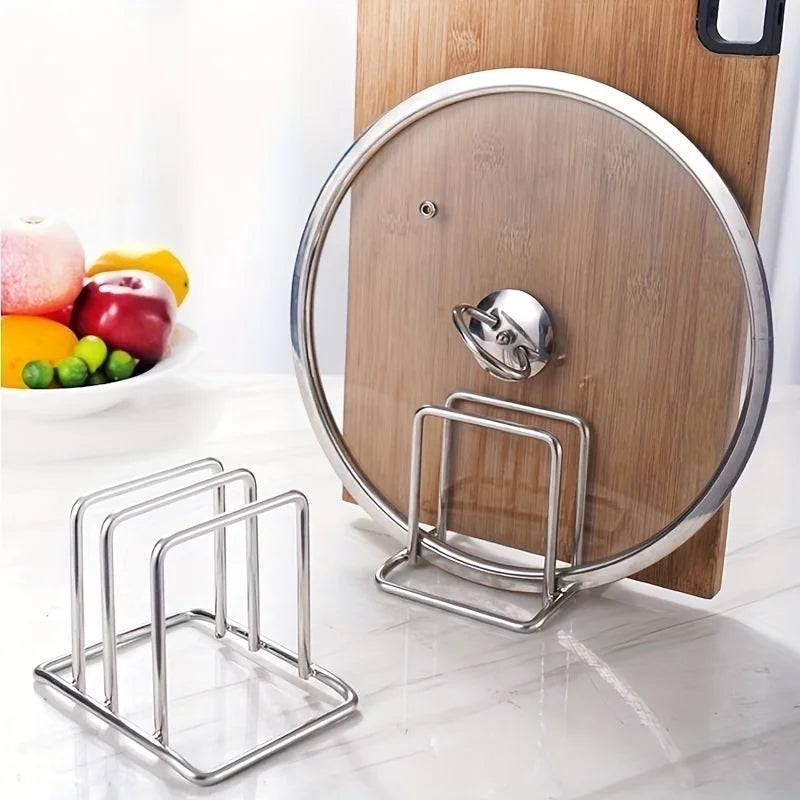 1/2/3pc Space-Saving Stainless Steel Pot Lid Cutting Board