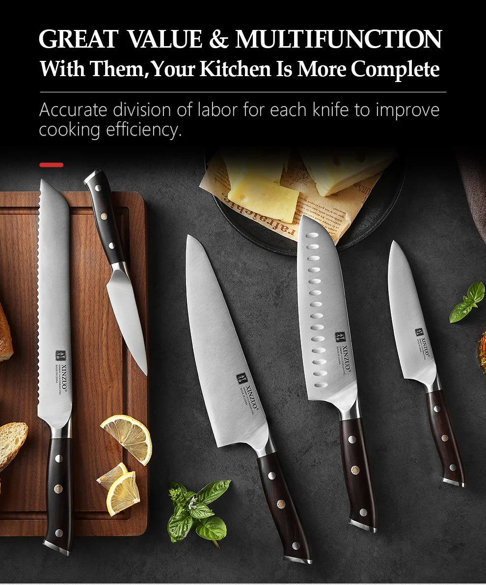 Xinzuo 1-5pcs Stainless Steel Knives Germany 4116 Steel
