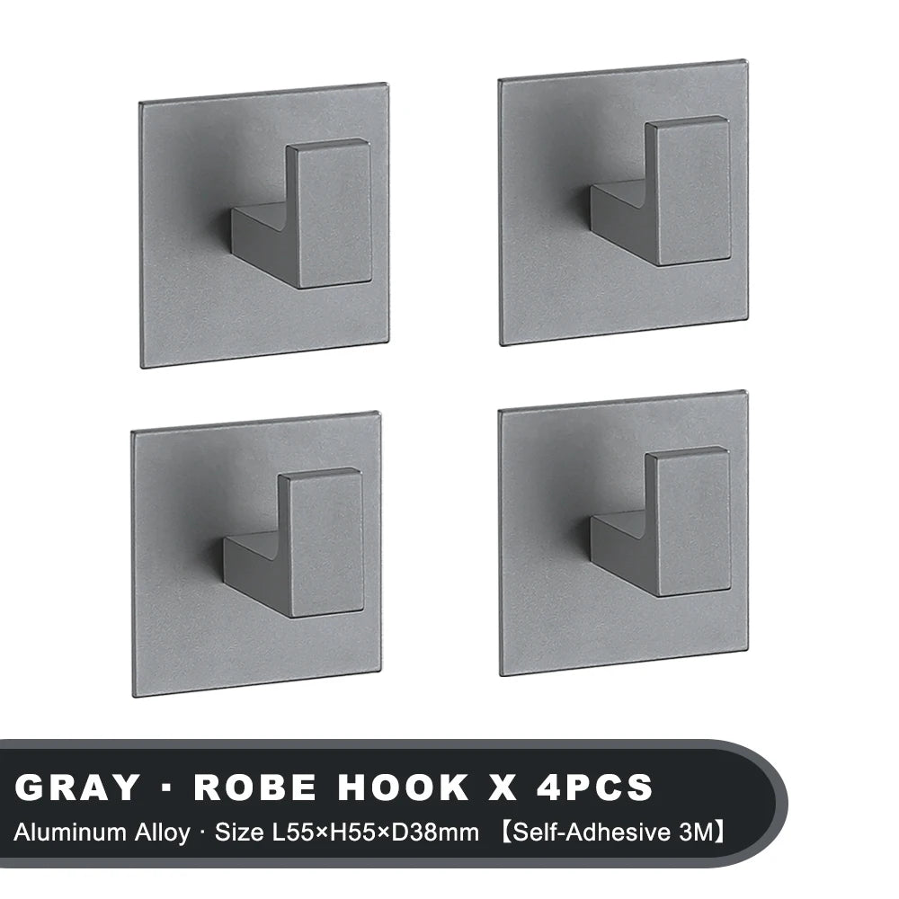 White Wall Hook Adhesive Towel Holder No Drill