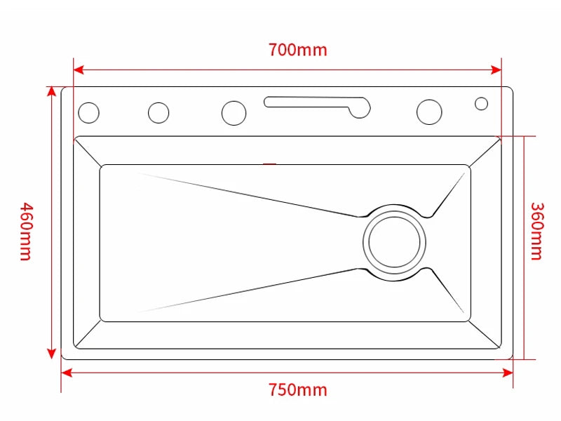 Stainless Steel Sink Faucet 75 45cm Large Bowl