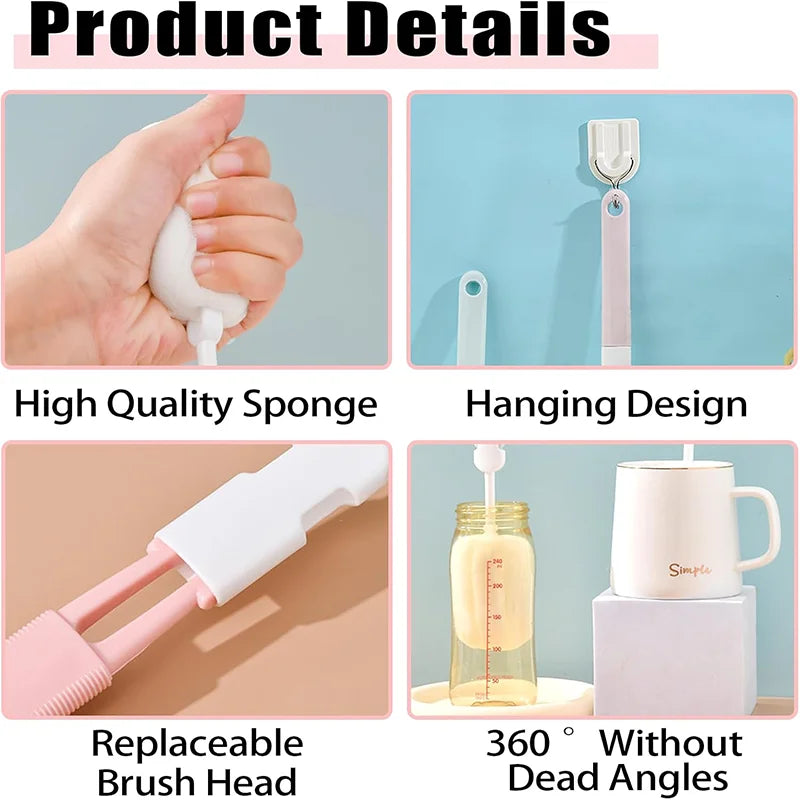 Spong Bottle Brush 5pcs Cup Brushes Sponge Baby