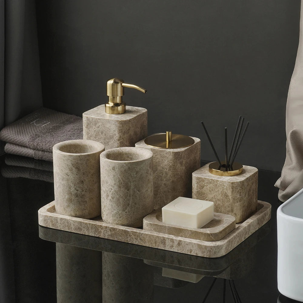 Emperador Light Natural Marble Bathroom Soap Dish Soap