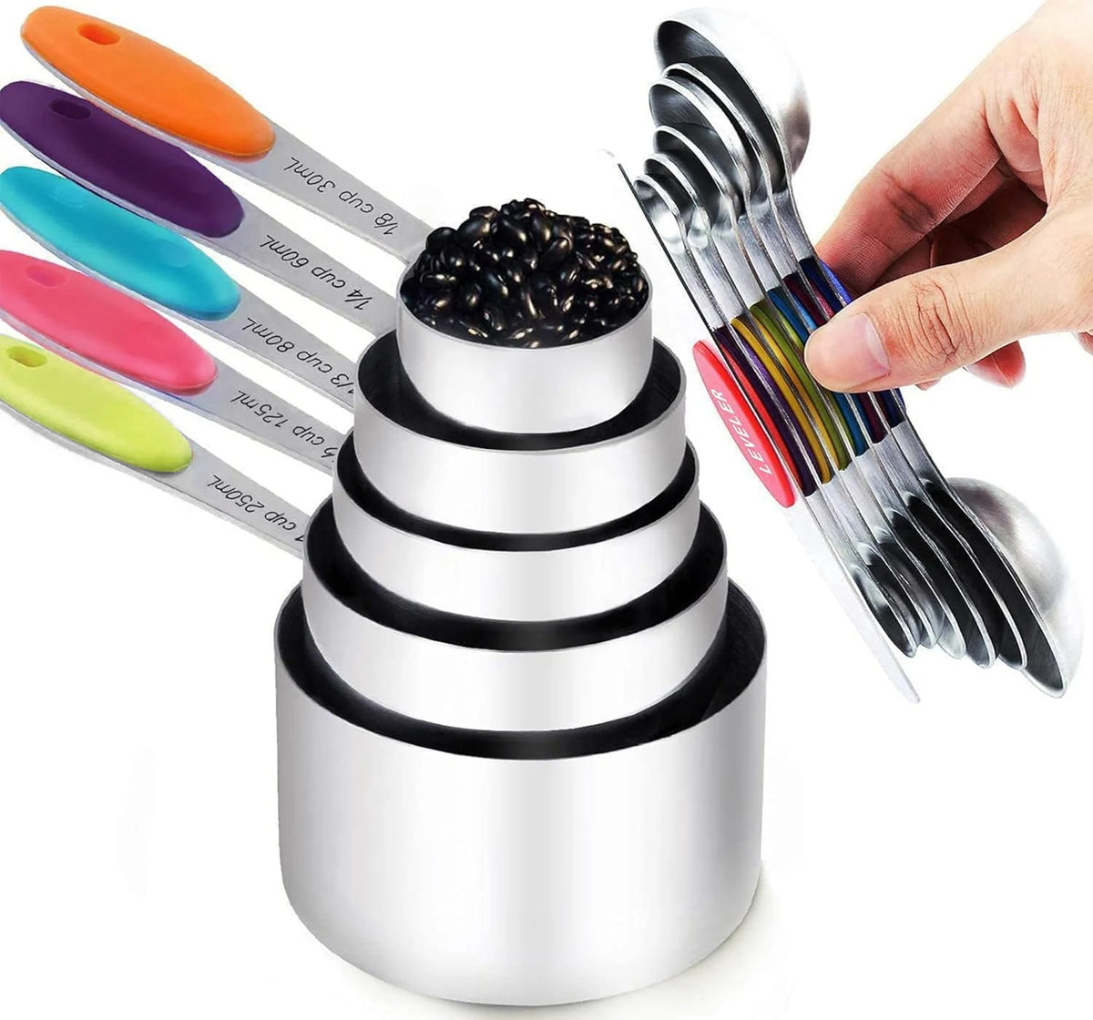 Magnetic Measuring Spoons Cups Of 15 Dual Sided