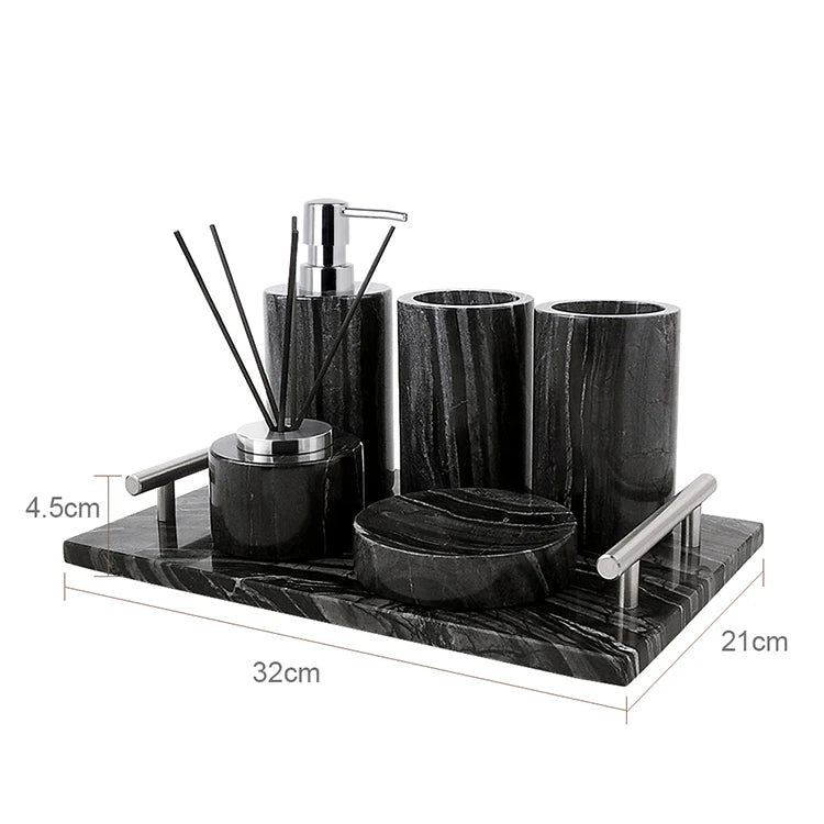 Black Natural Marble Stone Bathroom Luxury Toothbrush Holder