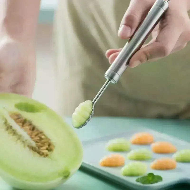 1pcs Fruit Carving Spoon Stainless Steel Waviness Baller
